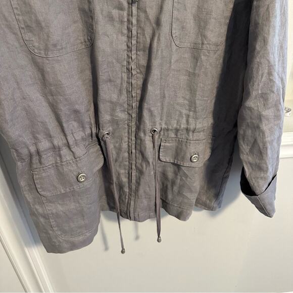 St. Tropez West Gray Soft Linen Zip Up Hooded Jacket XL - Picture 7 of 12